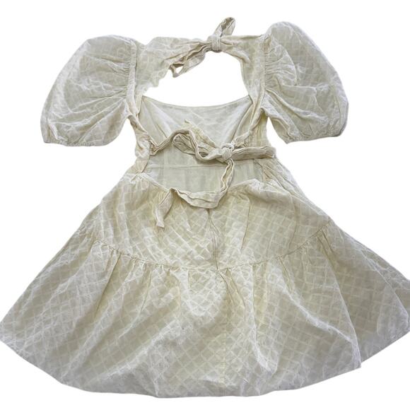 Bardot Dress Womens 8 Butter Yellow Gingham Lucy Mini Puff‎ Sleeve Cotton - Picture 6 of 15